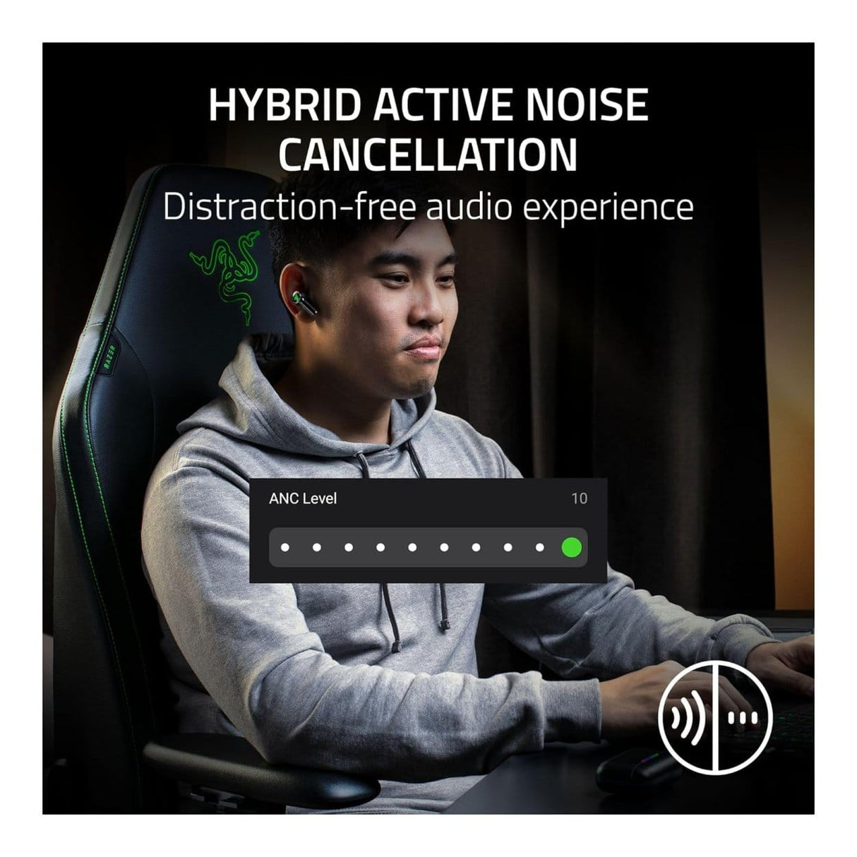 Razer Hammerhead V3 HyperSpeed Wireless Multi-Platform ANC Gaming Earbuds RZ12-05610100-R3G1