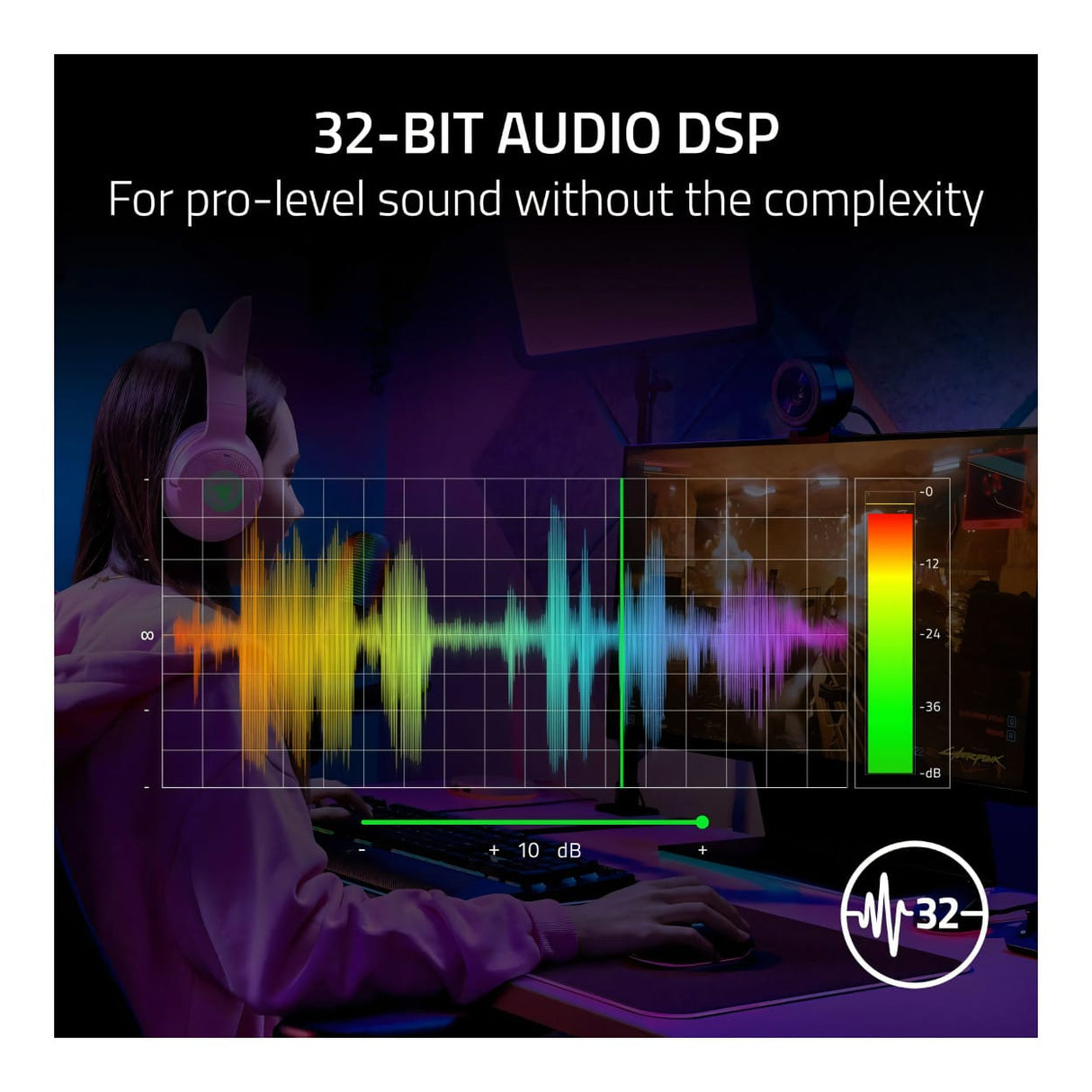 Razer Seiren V3 Chroma 32-bit DSP RGB USB Microphone - White RZ19-05990200-R3M1