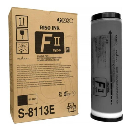 Riso F II Type Black Standard Yield Printer Ink Cartridge Original S-8113E Single-pack
