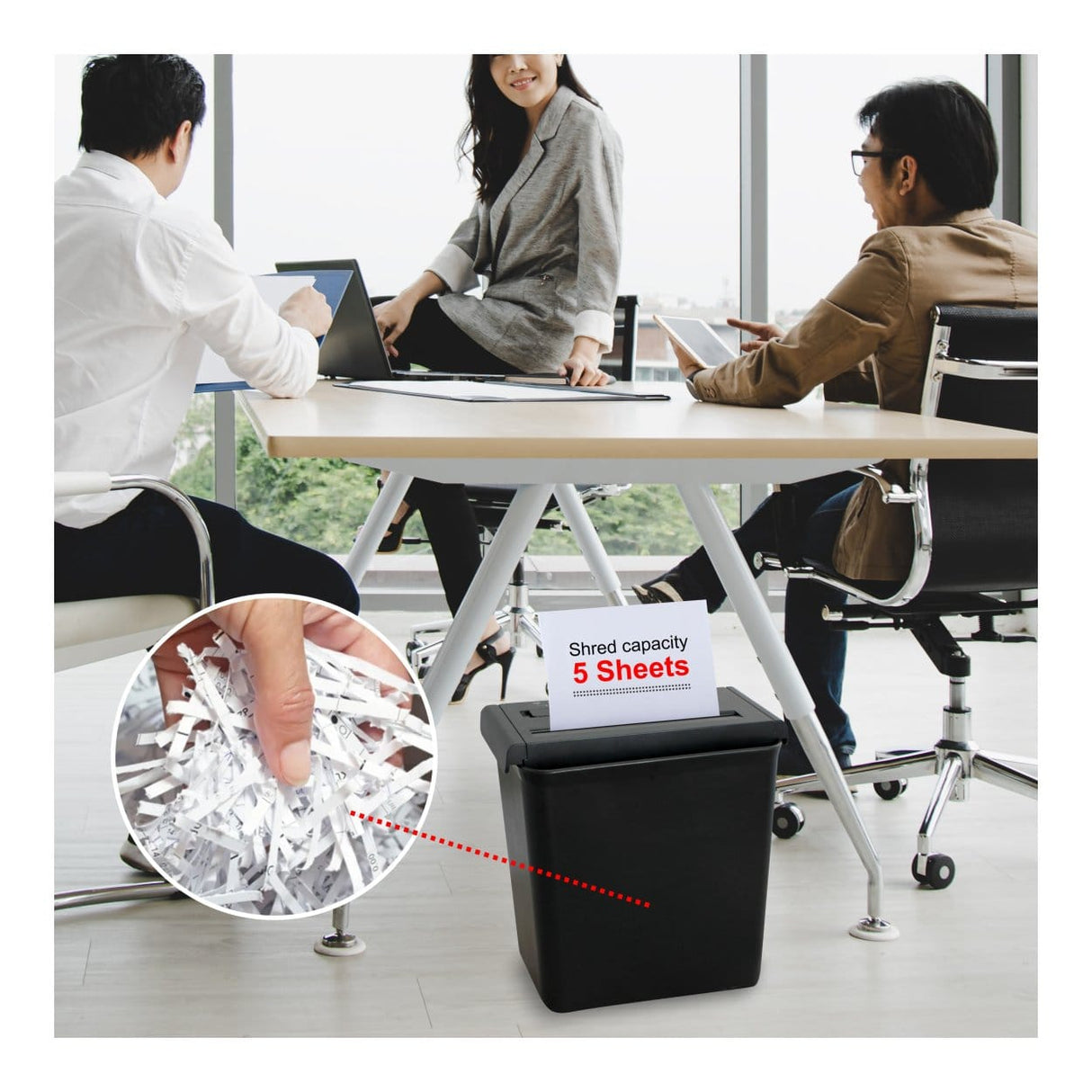 Parrot 5-sheet 6.8mm P2 Strip Cut Paper Shredder S100