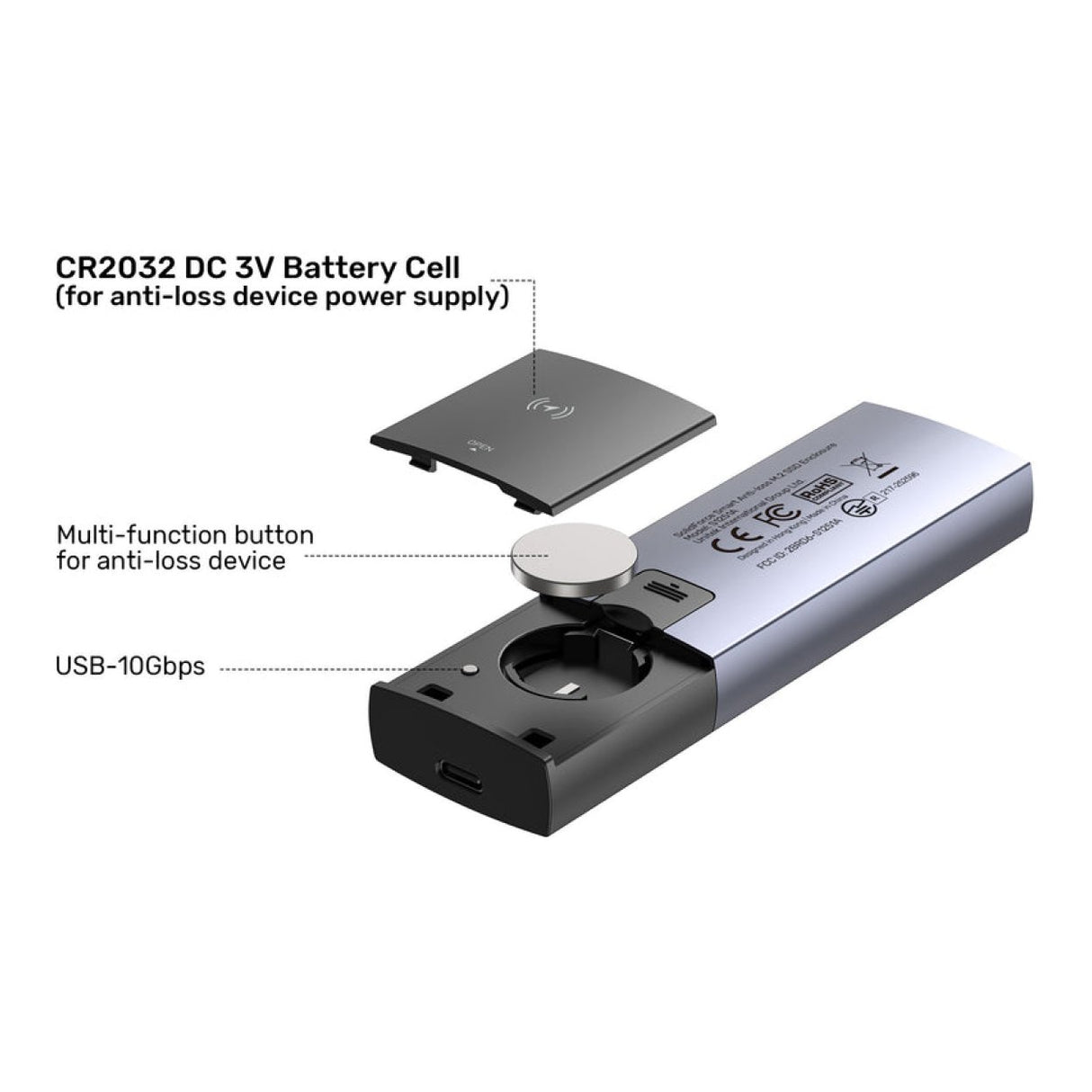 Unitek SolidForce 10Gbps Smart Anti-Loss M.2 NVMe SSD Enclosure S1251AGY01