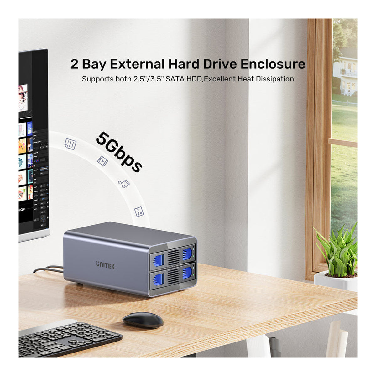 Unitek 2-bay External HDD Enclosure S1308A01-UK