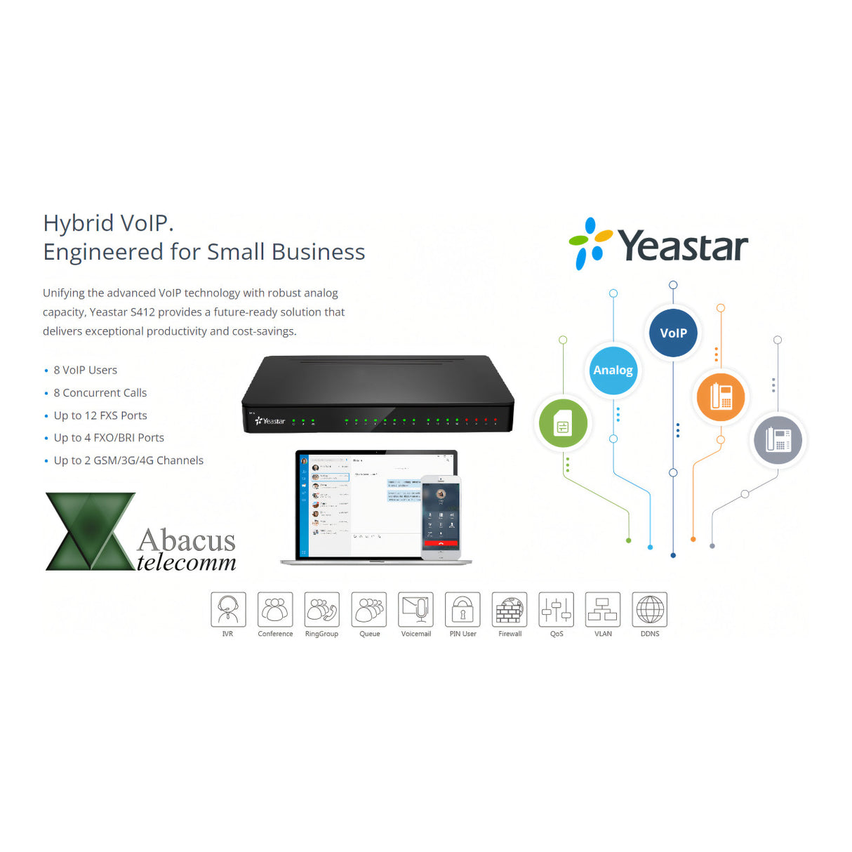 Yeastar S412 Lite 4FXS and 2 Module Slot VoIP PBX System