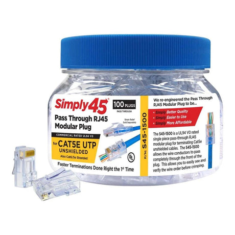 Simply45 CAT5e RJ45 Unshielded Network Connectors S45-1500