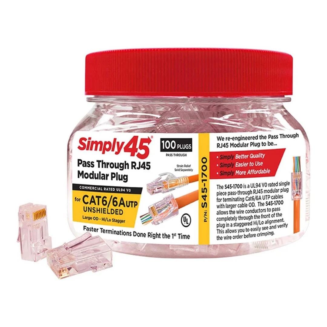 Simply45 CAT6A RJ45 Unshielded Staggered Network Connectors S45-1700