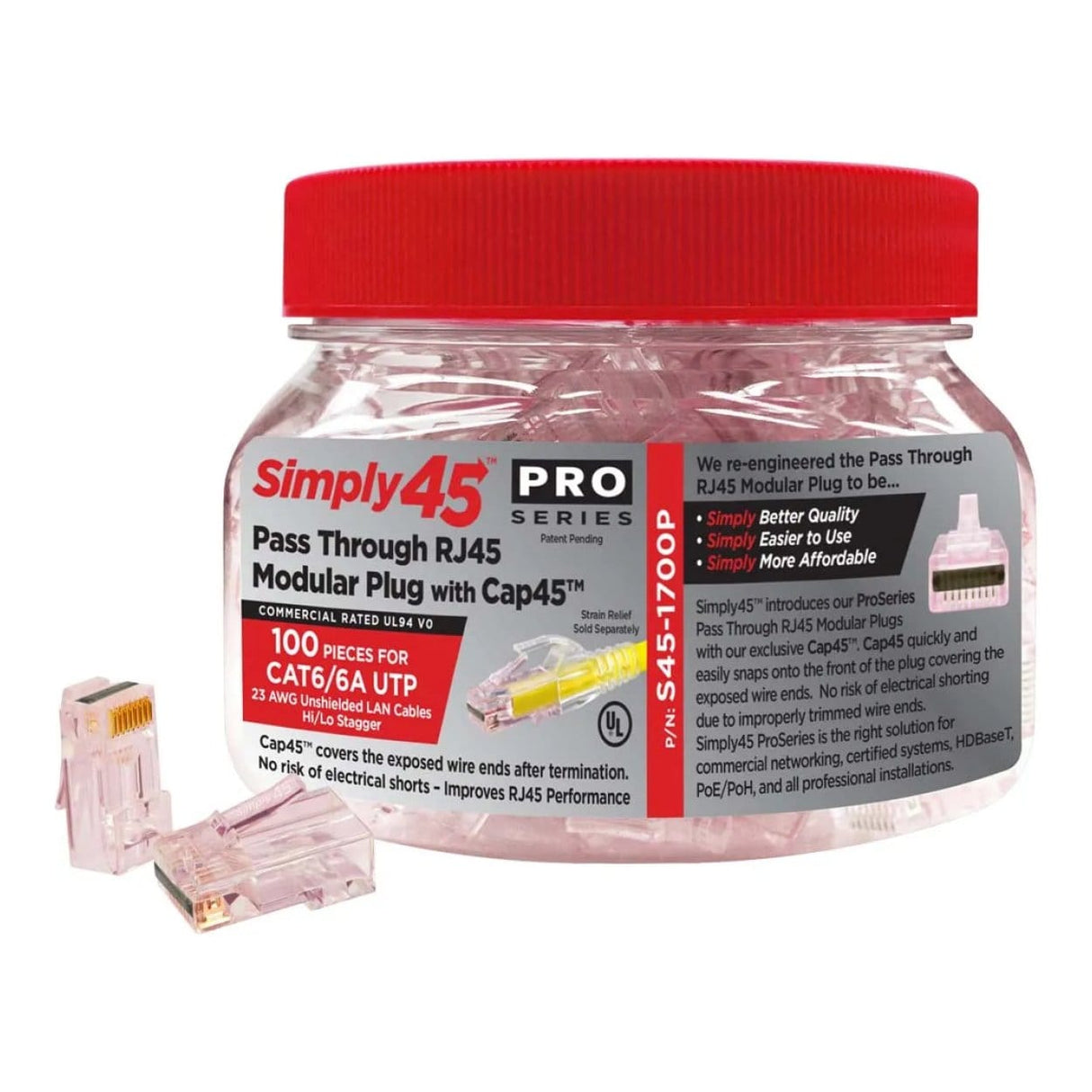 Simply45 ProSeries CAT6A RJ45 Unshielded Network Connectors S45-1700P