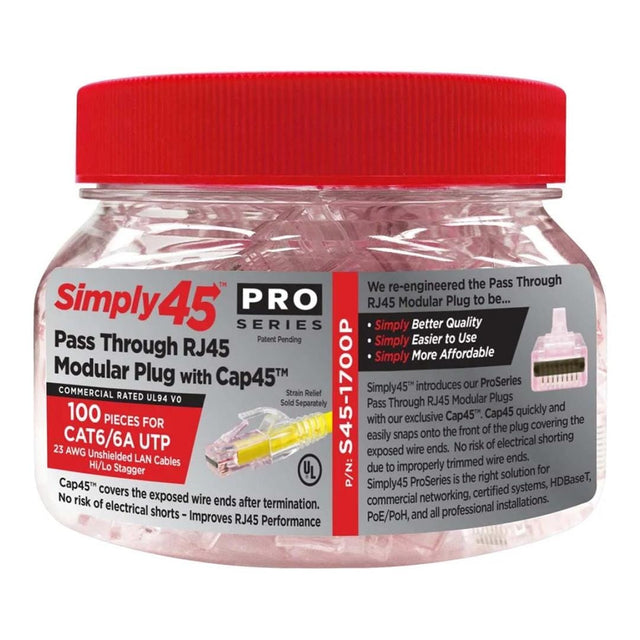 Simply45 ProSeries CAT6A RJ45 Unshielded Network Connectors S45-1700P