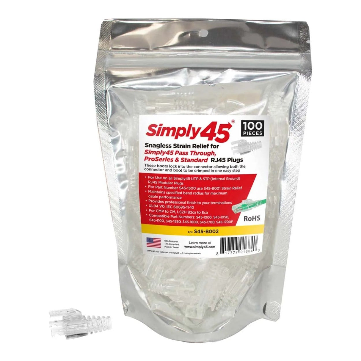 Simply45 Integrated Strain Reliefs for Unshielded Connectors S45-B002