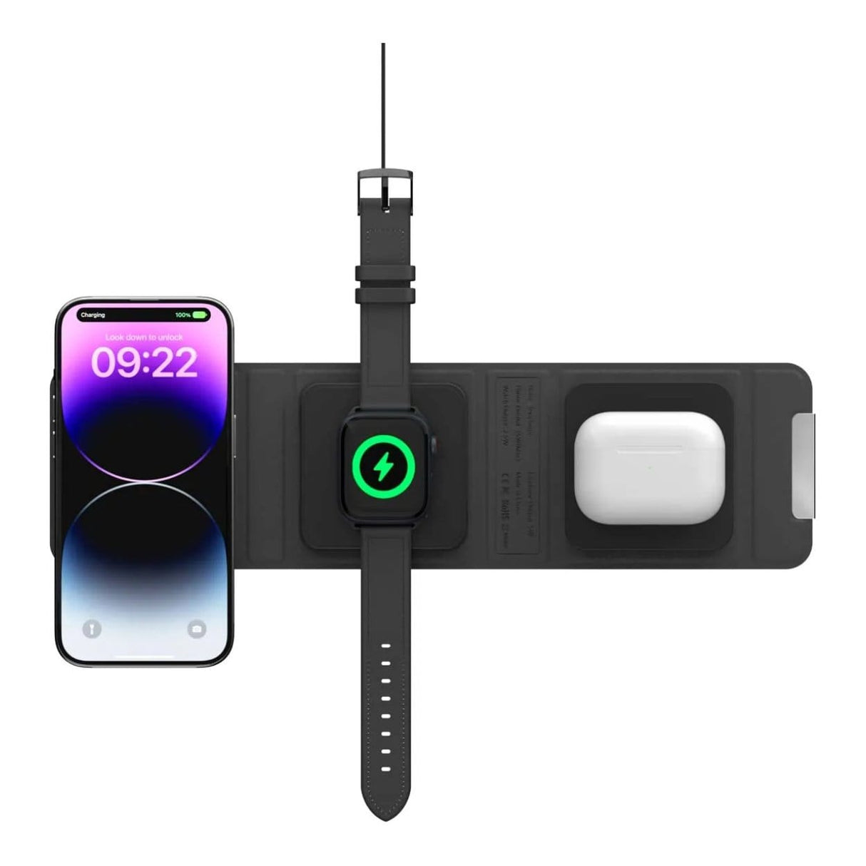 SwitchEasy TrioCharge 3-in-1 Portable Folding Charger Black SAAIWA181BK23