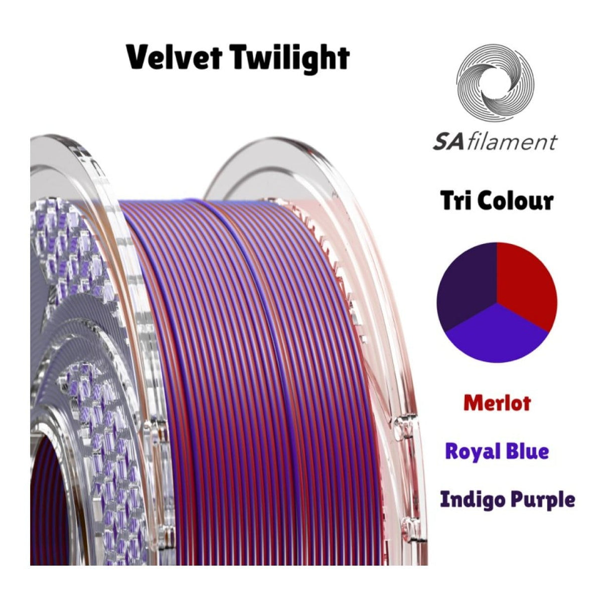 SA Filament PLA Tri Silk Filament 750g - Velvet Twilight SAF-PLATRIC47-VT