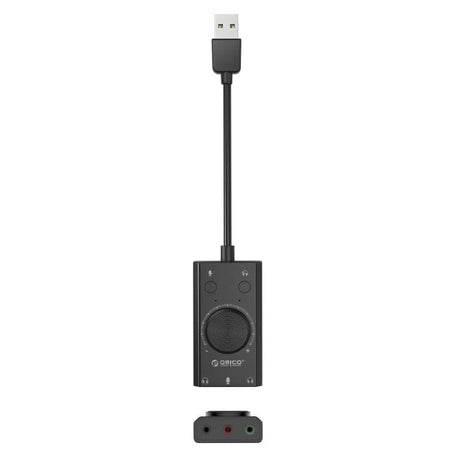 Orico SC2 USB to 3.5mm Dual Headphone External Sound Card with Volume Control SC2-BK-BP