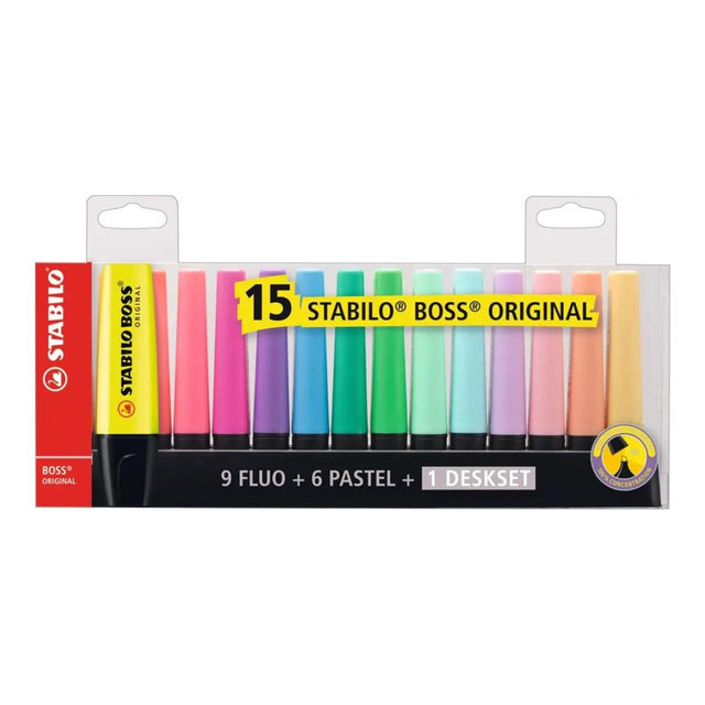 STABILO BOSS Original 2.5mm Highlighter 15-pack Assorted Colours SC7015015