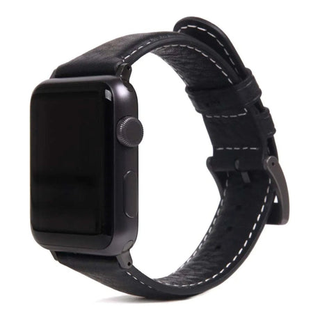 SLG D6 Italian Minerva 40mm Leather Strap for Apple Watch Black SD-D6M-S-AW40-BK