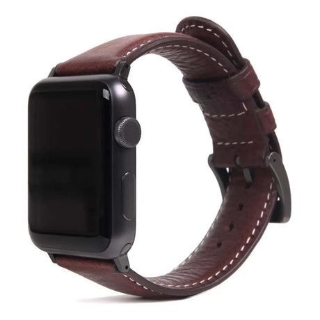 SLG D6 Italian Minerva Box 40mm Leather Strap for Apple Watch - Brown SD-D6M-S-AW40-BR