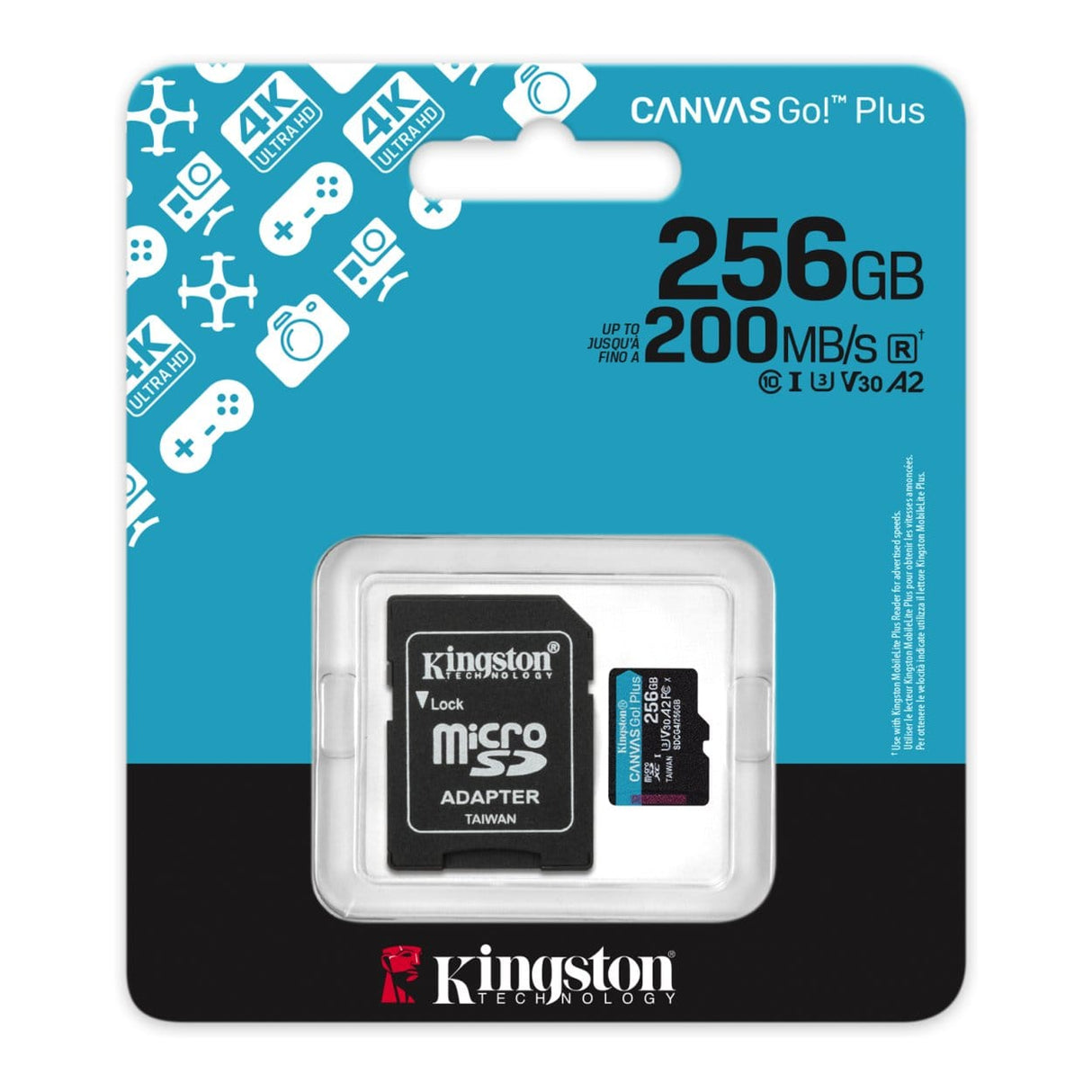 Kingston Technology Canvas Go Plus 256GB microSDXC Gen4 A2 U3 V30 Memory Card SDCG4/256GB