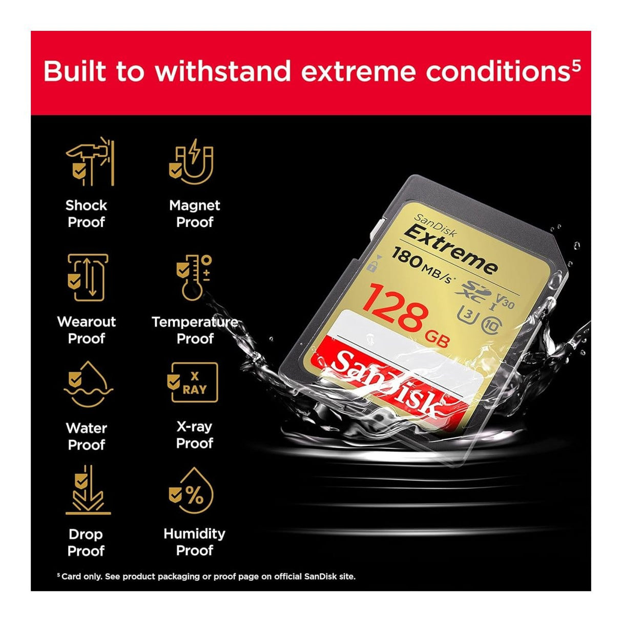 Sandisk Extreme 128GB SD UHS-I Memory Card SDSDXVA-128G-GNCIN