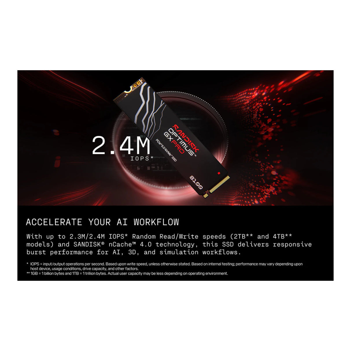 SanDisk Optimus GX PRO 8100 M.2 2TB PCIe 5.0 NVMe Internal SSD SDSP82200TAN-000E0