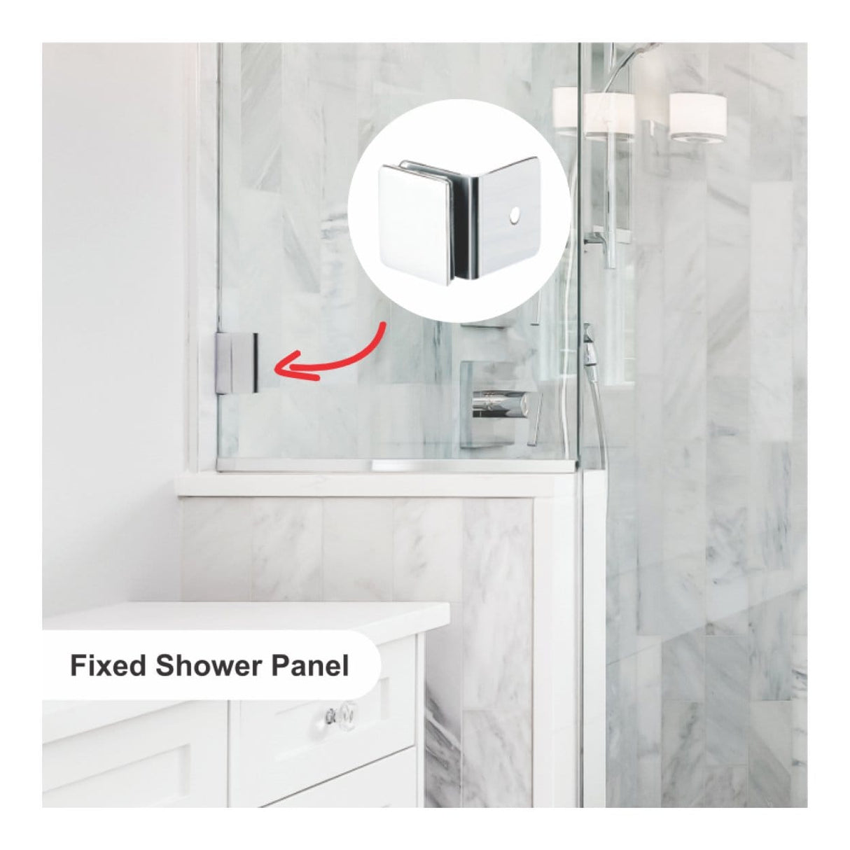 Parrot Shower Panel Glass Clamp Mirror Finish SH0003