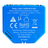 Shelly 1 Gen4 Single Channel Dry Contact Smart Switch