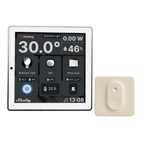 Shelly Wall Display Smart Control Panel with Blu Humidity and Temperature Sensor White