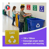 Parrot 150x150mm Cans Only Waste Recycle on White ACP Sign Yellow Print SN4120