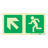 Parrot Photoluminescent 190mm Safety Sign E12 Diagonal Arrow Up And Left and Running Man SNP19E12