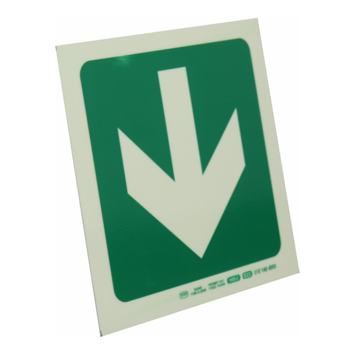 Parrot Photoluminescent 190mm Safety Sign E23 Arrow Down SNP19E23