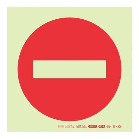 Parrot Photoluminescent 190mm Safety Sign No Entry Symbol SNP19E24