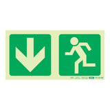 Parrot Photoluminescent 190mm Safety Sign E3 Arrow Down and Running Man SNP19E3