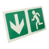 Parrot Photoluminescent 190mm Safety Sign E3 Arrow Down and Running Man SNP19E3