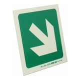 Parrot Photoluminescent 190mm Safety Sign E30 Diagonal Arrow Down And Left SNP19E30