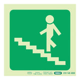 Parrot Photoluminescent 190mm Safety Sign E9 Running Man On Stairs Going Up And Left SNP19E9