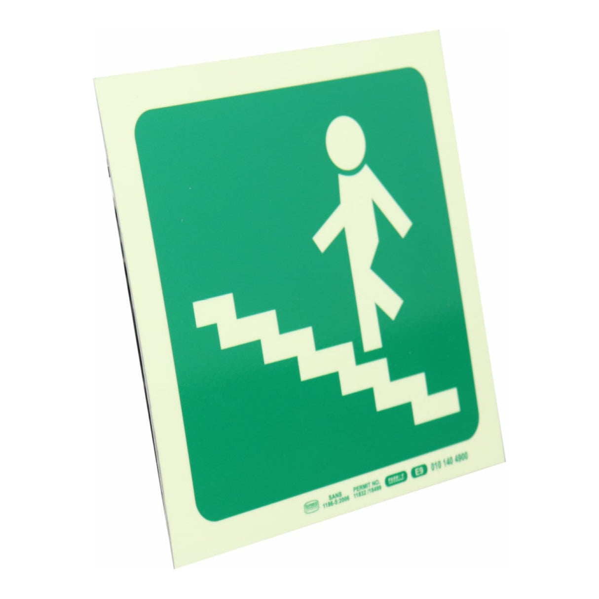Parrot Photoluminescent 190mm Safety Sign E9 Running Man On Stairs Going Up And Left SNP19E9