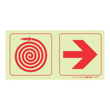 Parrot 190mm Photoluminescent F20 Fire Hose Reel Arrow Right Safety Sign SNP19F20