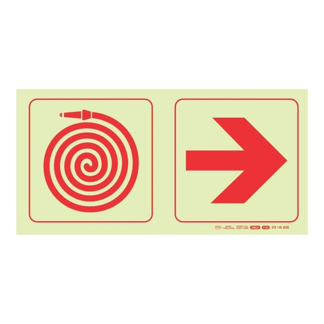 Parrot 190mm Photoluminescent F20 Fire Hose Reel Arrow Right Safety Sign SNP19F20
