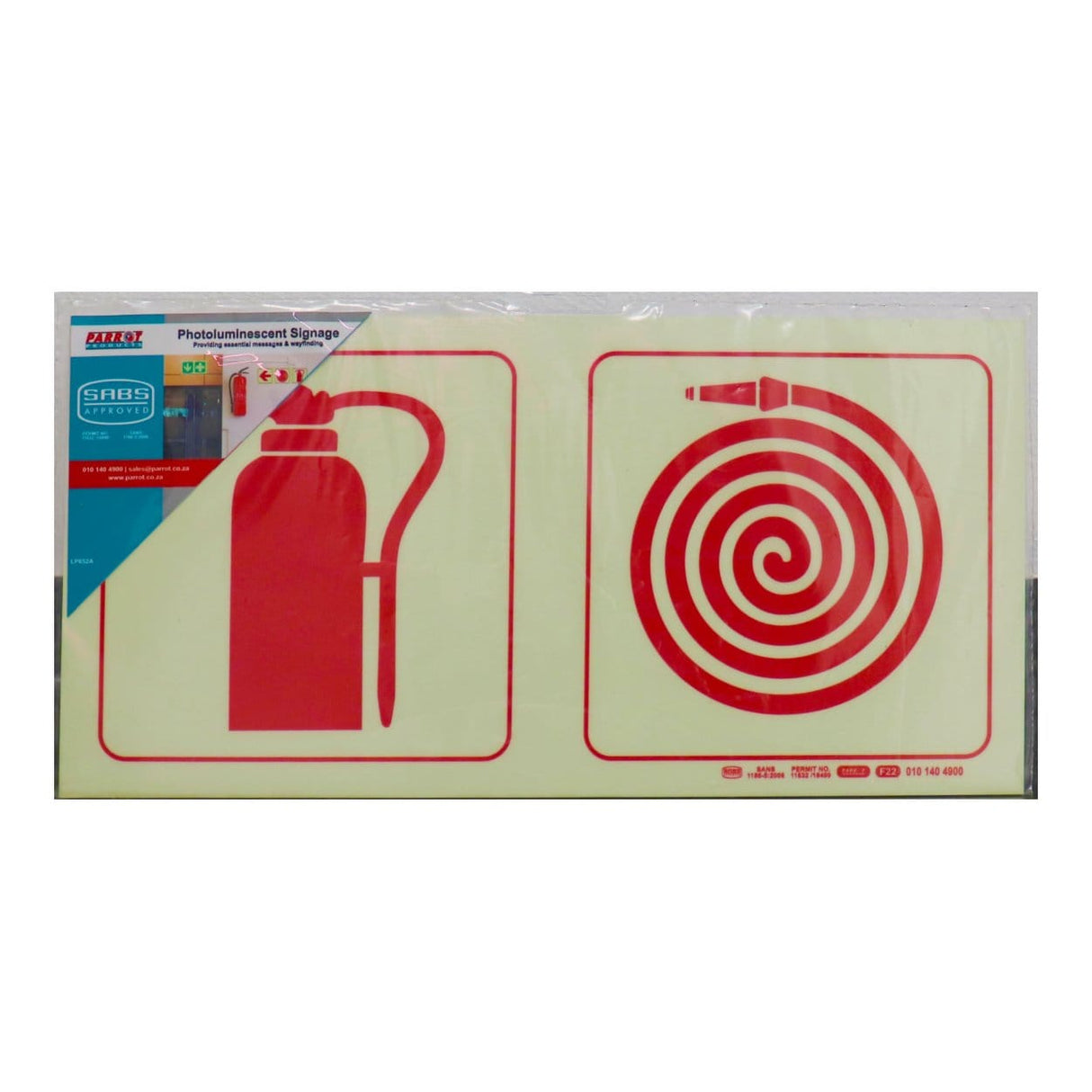 Parrot 190mm F22 Fire Extinguisher Fire Hose Reel Photoluminescent Safety Sign SNP19F22