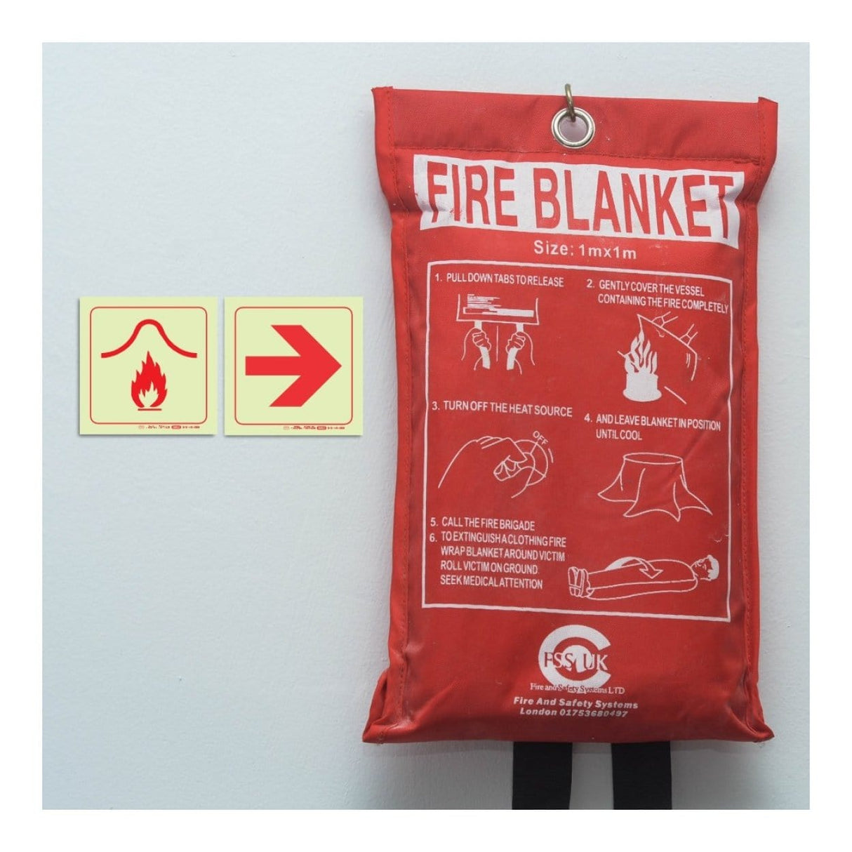 Parrot 190mm F35 Fire Blanket Photoluminescent Safety Sign SNP19F35