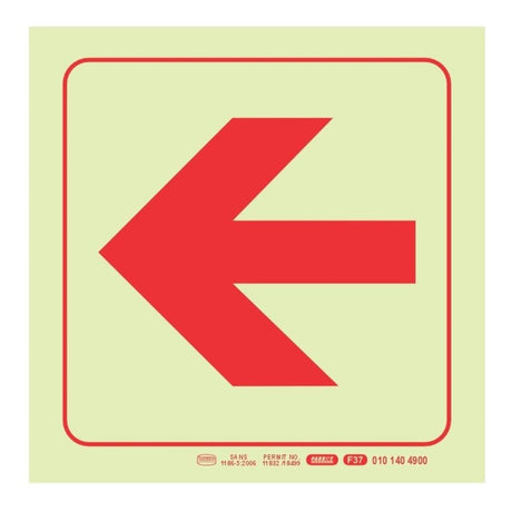 Parrot 190mm F37 Arrow Left Photoluminescent Safety Sign SNP19F37