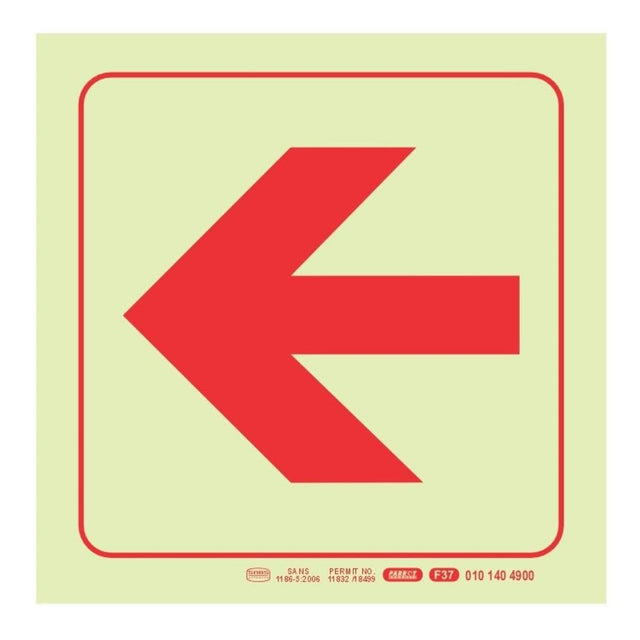 Parrot 190mm F37 Arrow Left Photoluminescent Safety Sign SNP19F37