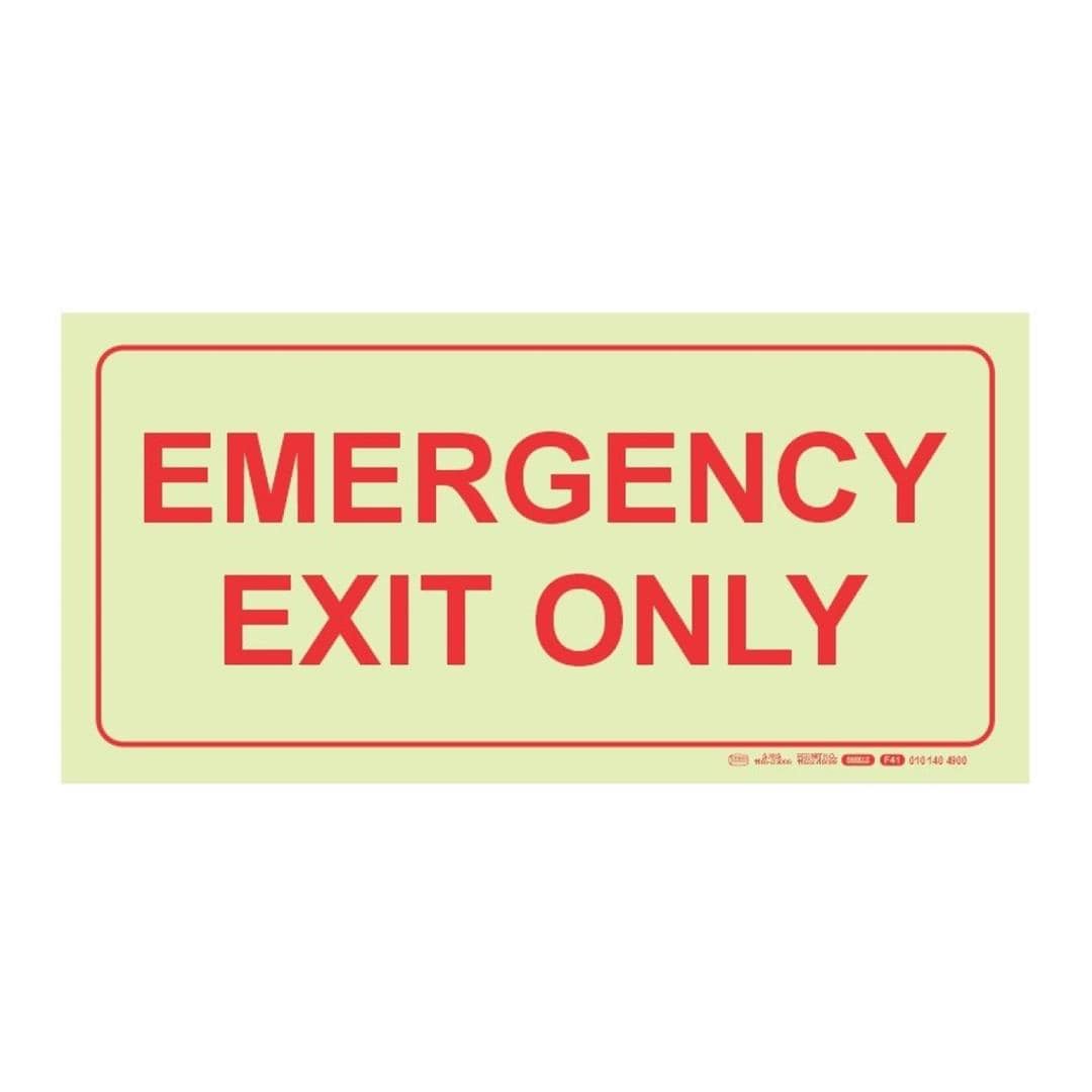 Parrot 190mm F41 Emergency Exit Only Photoluminescent Safety Sign SNP19F41