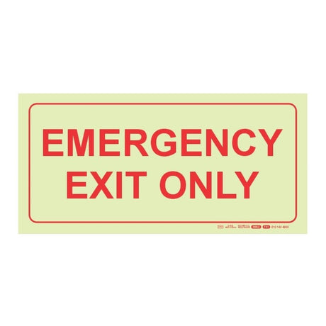 Parrot 190mm F41 Emergency Exit Only Photoluminescent Safety Sign SNP19F41