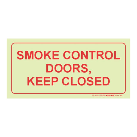 Parrot Photoluminescent 190mm Smoke Control Doors Keep Closed Safety Sign-F42 SNP19F42