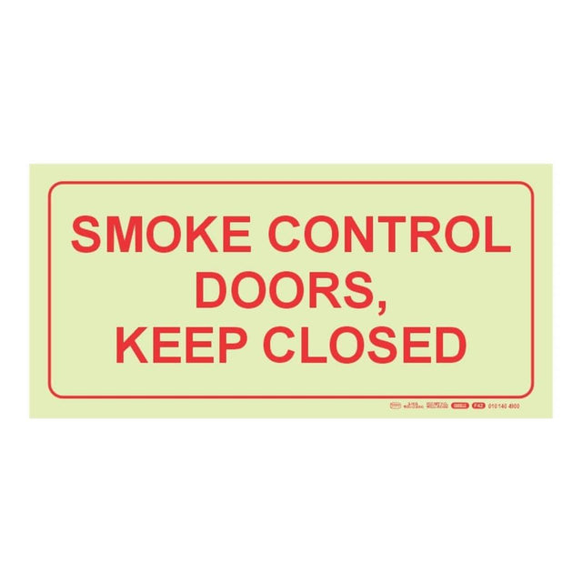 Parrot Photoluminescent 190mm Smoke Control Doors Keep Closed Safety Sign-F42 SNP19F42