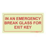 Parrot Photoluminescent 190mm In An Emergency Break Glass For Exit Key Safety Sign F43 SNP19F43
