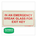 Parrot Photoluminescent 190mm In An Emergency Break Glass For Exit Key Safety Sign F43 SNP19F43