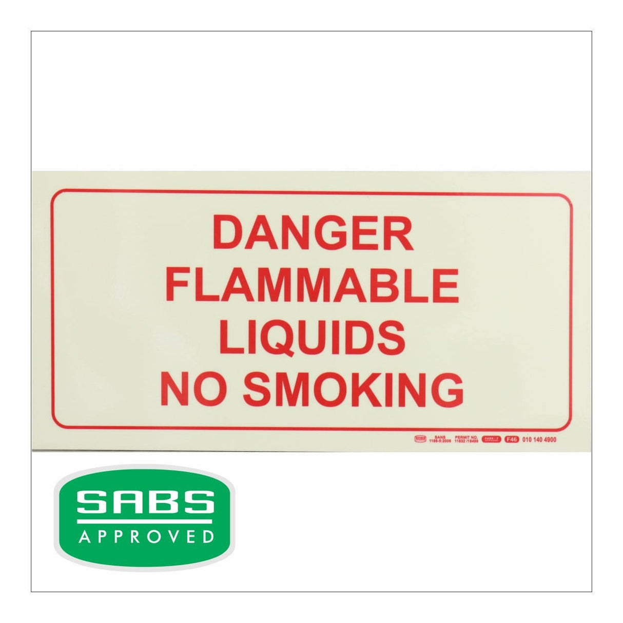 Parrot Photoluminescent 190mm Danger Flammable Liquids No Smoking Safety Sign-F46 SNP19F46
