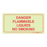 Parrot Photoluminescent 190mm Danger Flammable Liquids No Smoking Safety Sign-F46 SNP19F46