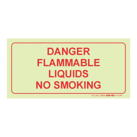Parrot Photoluminescent 190mm Danger Flammable Liquids No Smoking Safety Sign-F46 SNP19F46