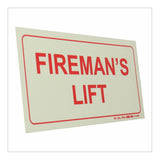 Parrot Photoluminescent 190mm Firemans Lift Safety Sign-F47 SNP19F47