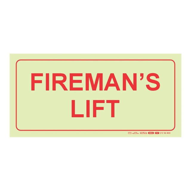 Parrot Photoluminescent 190mm Firemans Lift Safety Sign-F47 SNP19F47